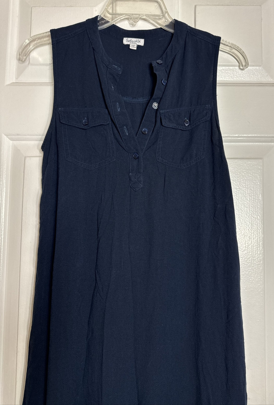 Splendid Sleeveless Dress Raw Hem Navy Blue Clean Girl Old Money Preppy Chic S